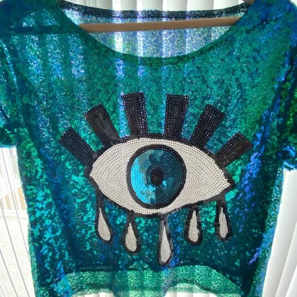 Evil eye top , worn once , size small - Picture 3 of 4